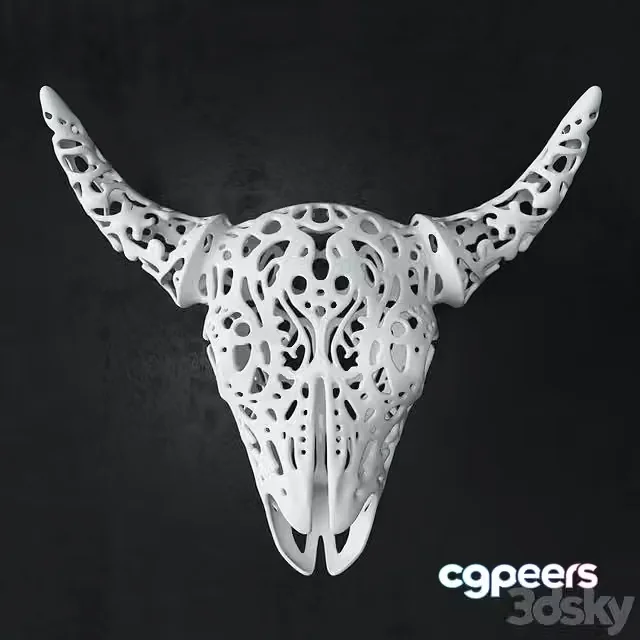 3ds Max Free – Buffalo_3D_Skull_Tallado