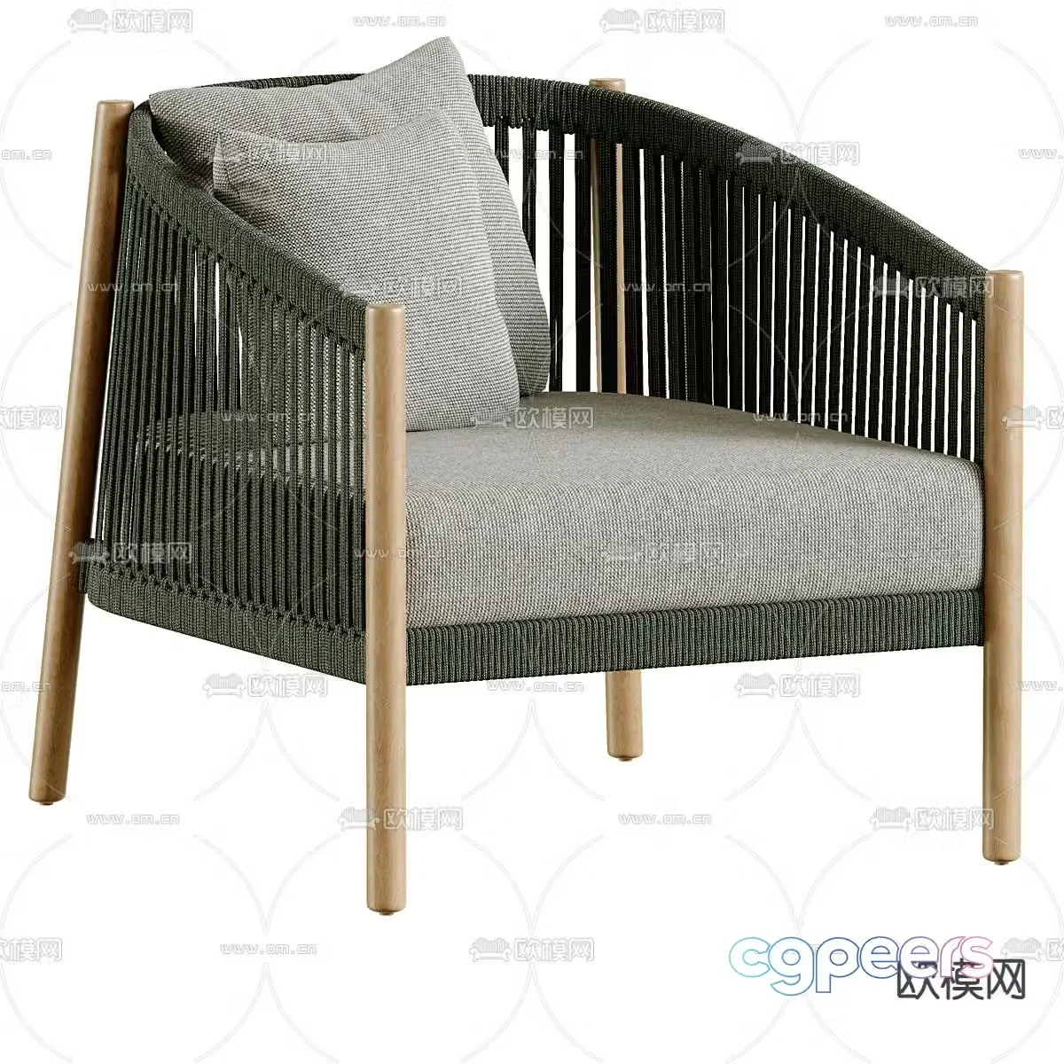 Nordic leisure chair rope woven chair 3d model