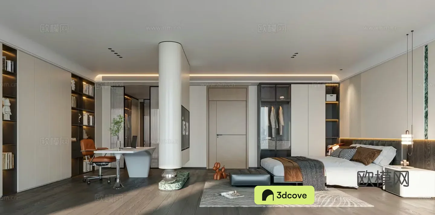 Modern Italian master bedroom study suite