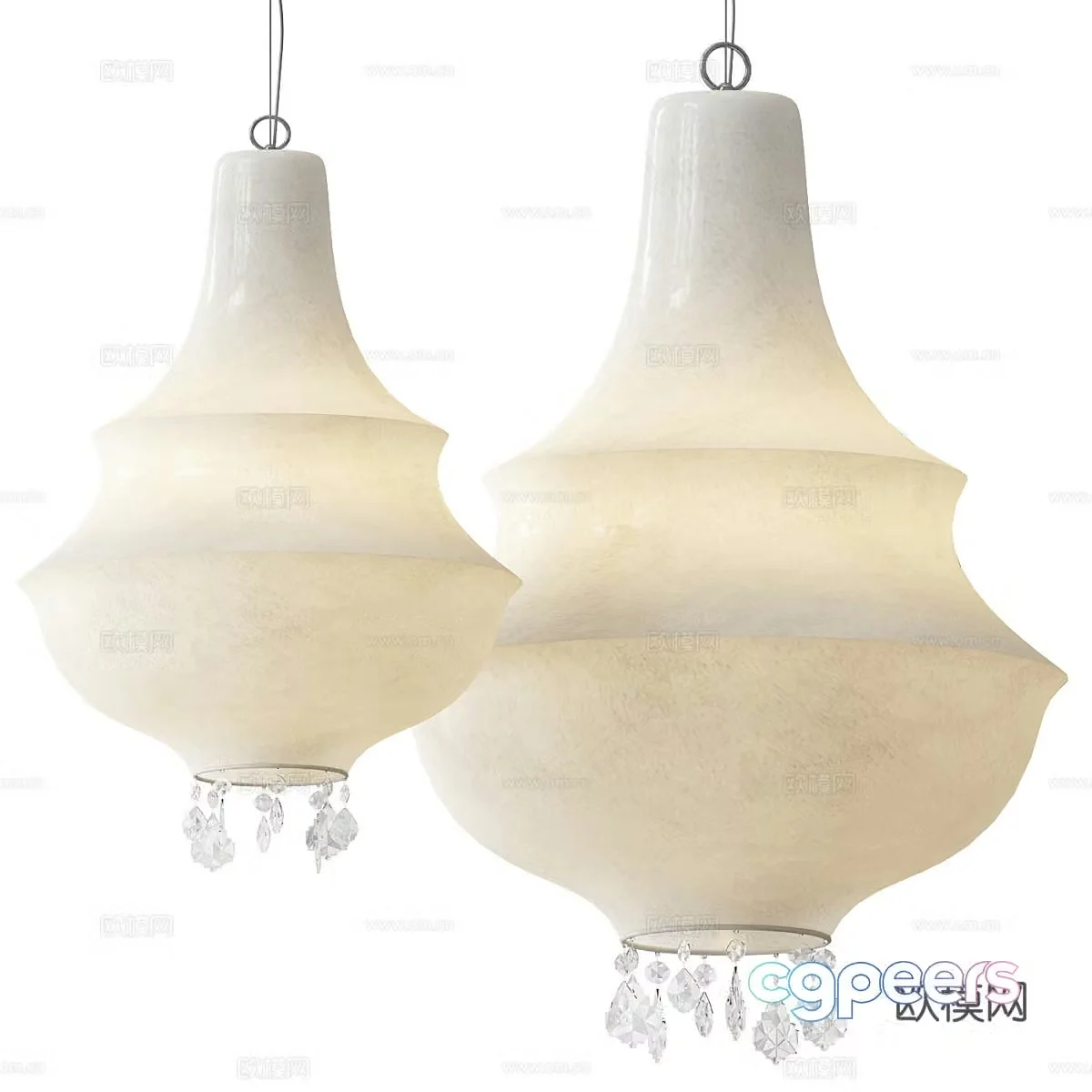 Modern light luxury translucent stone decorative chandelier 3D model