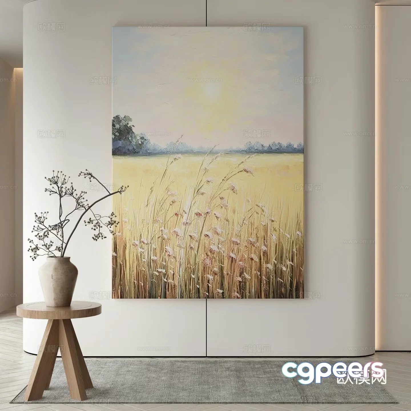 Modern decorative painting grain hanging painting oil painting 3d model
