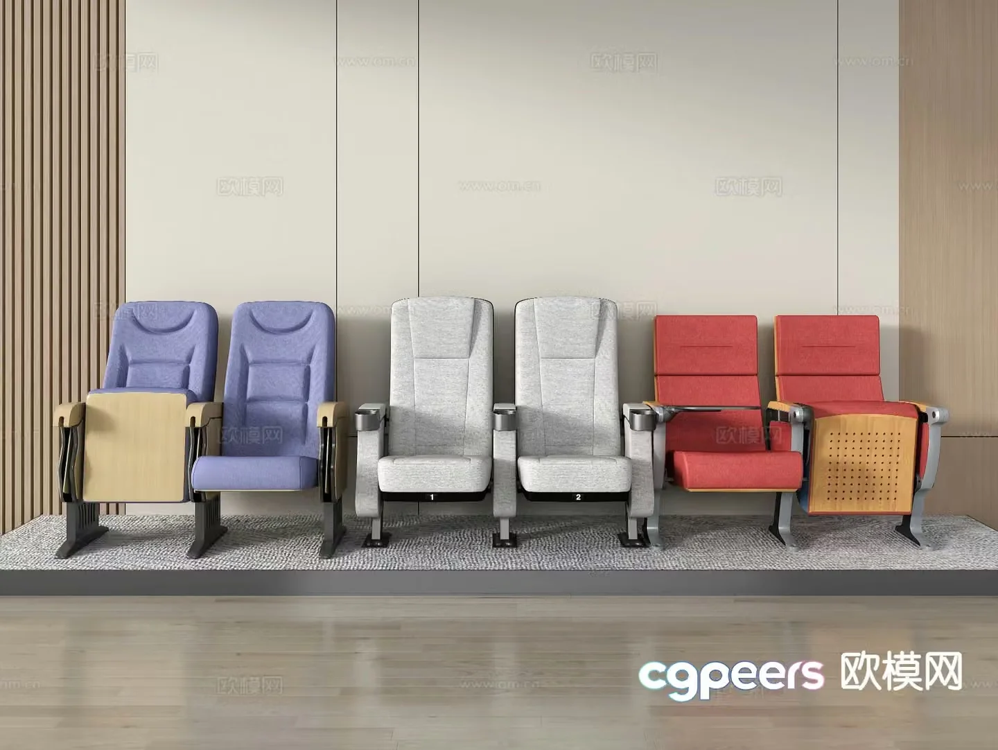 Row chairs theater seats row seats 3d model