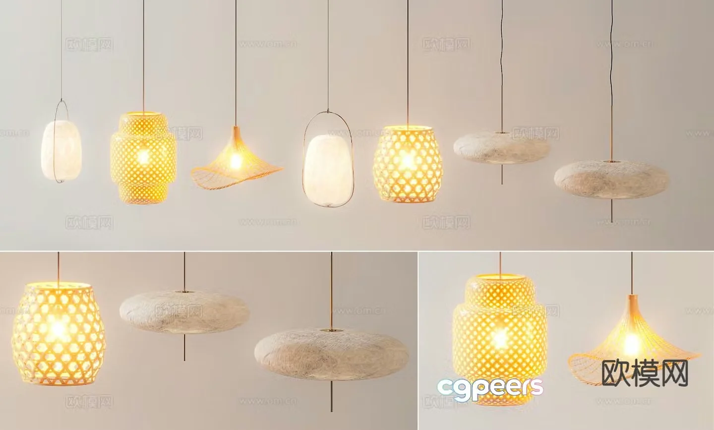 Wabi Sabi small chandelier bedside small chandelier 3d model