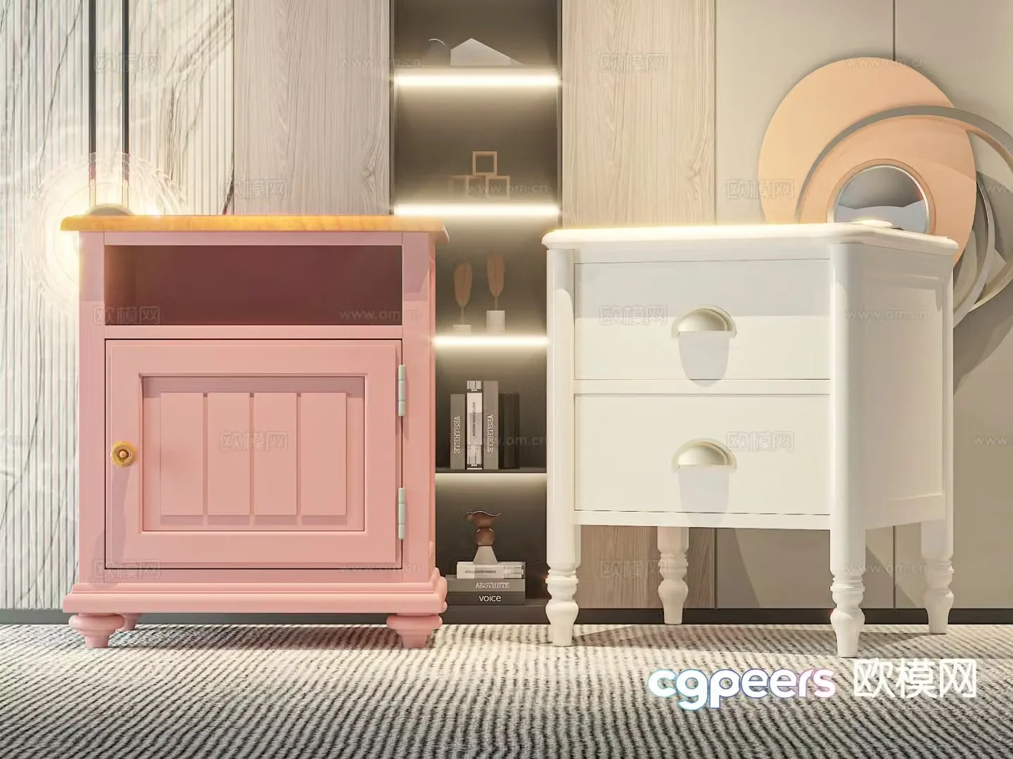 European style bedside table 3d model