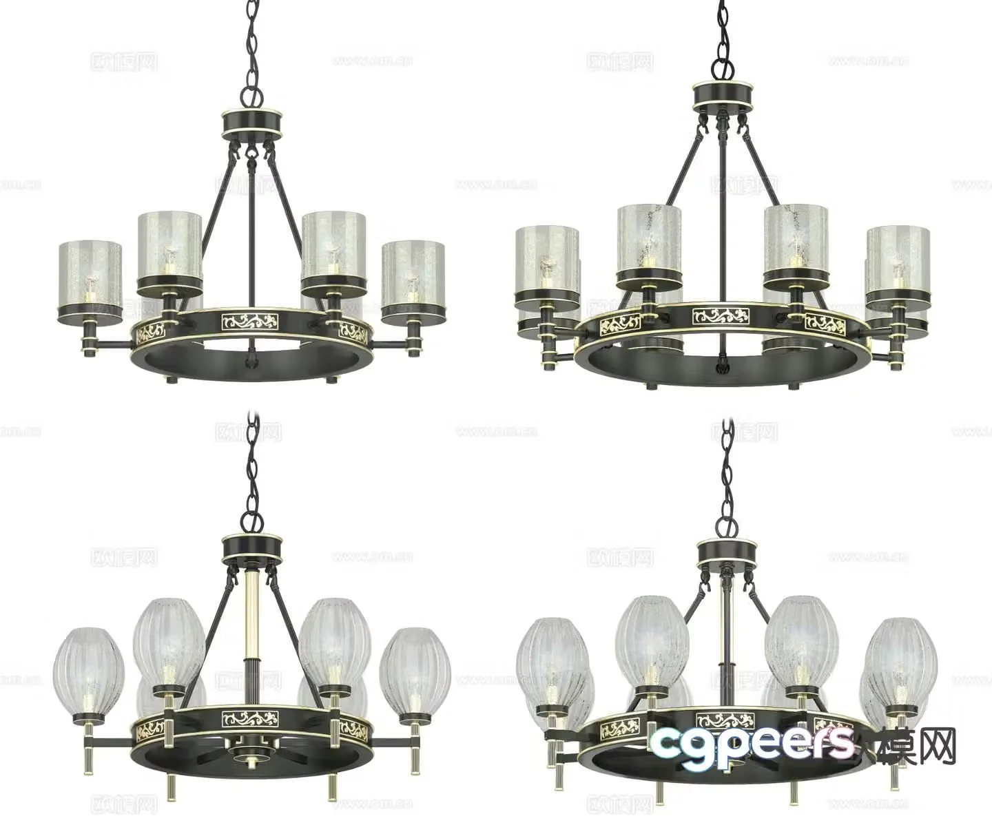Postmodern chandelier multi-head chandelier 3d model