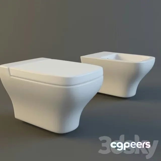 3ds Max Free – Duravit PuraVida collection Toilet (art. 221909) and bidet (224715)