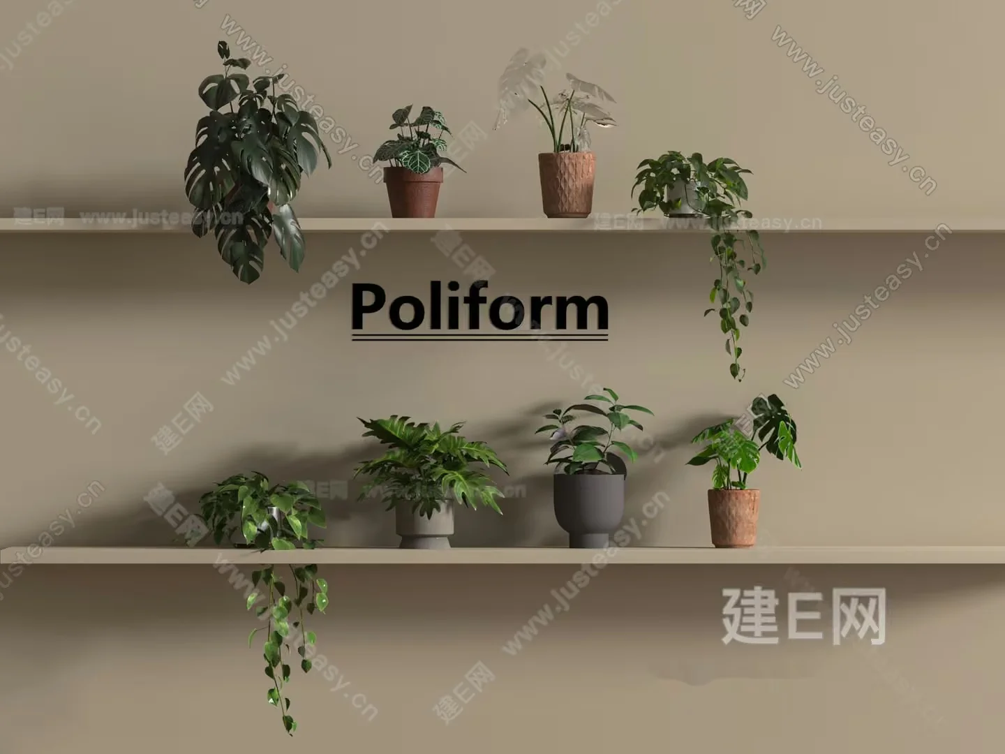 Small Potted Plants 3D Model – 1195 – VRAY Render