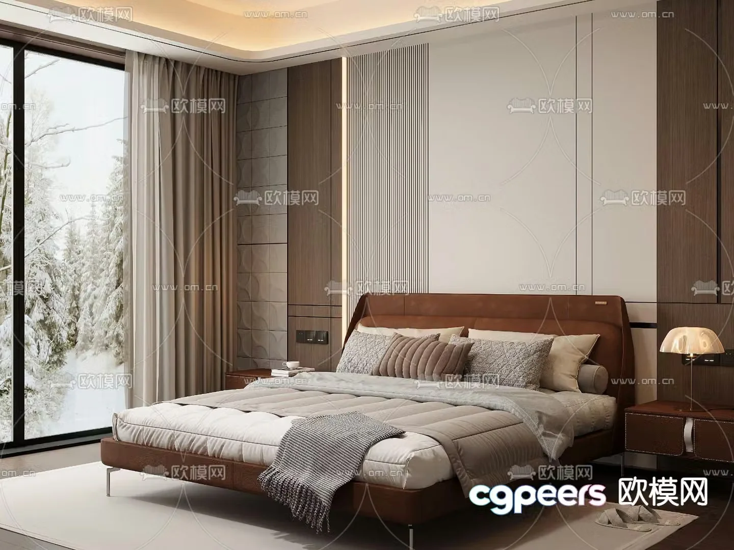 Modern double bed 3d model