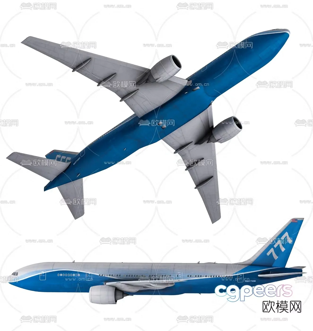 Modern Boeing 777 passenger aircraft model airplane toy 3d model