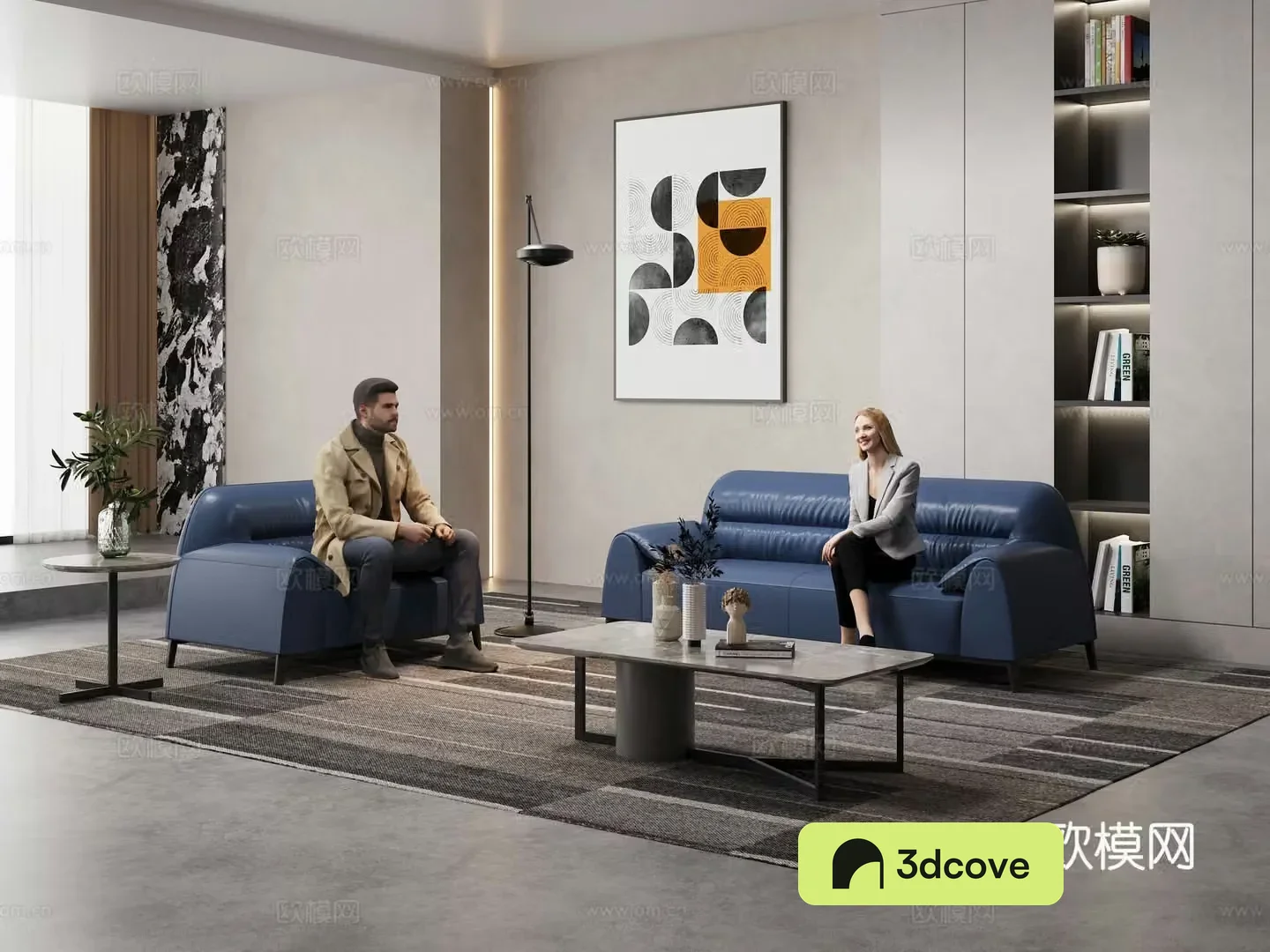 Modern leisure coffee area tea break area office and rest area modern leisure space negotiation area sofa tea table combination