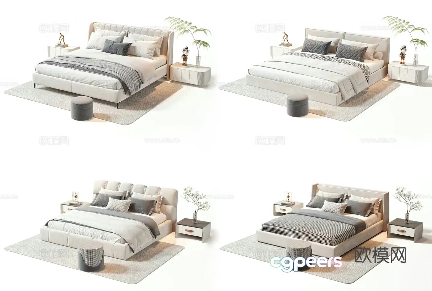Modern double bed 3d model