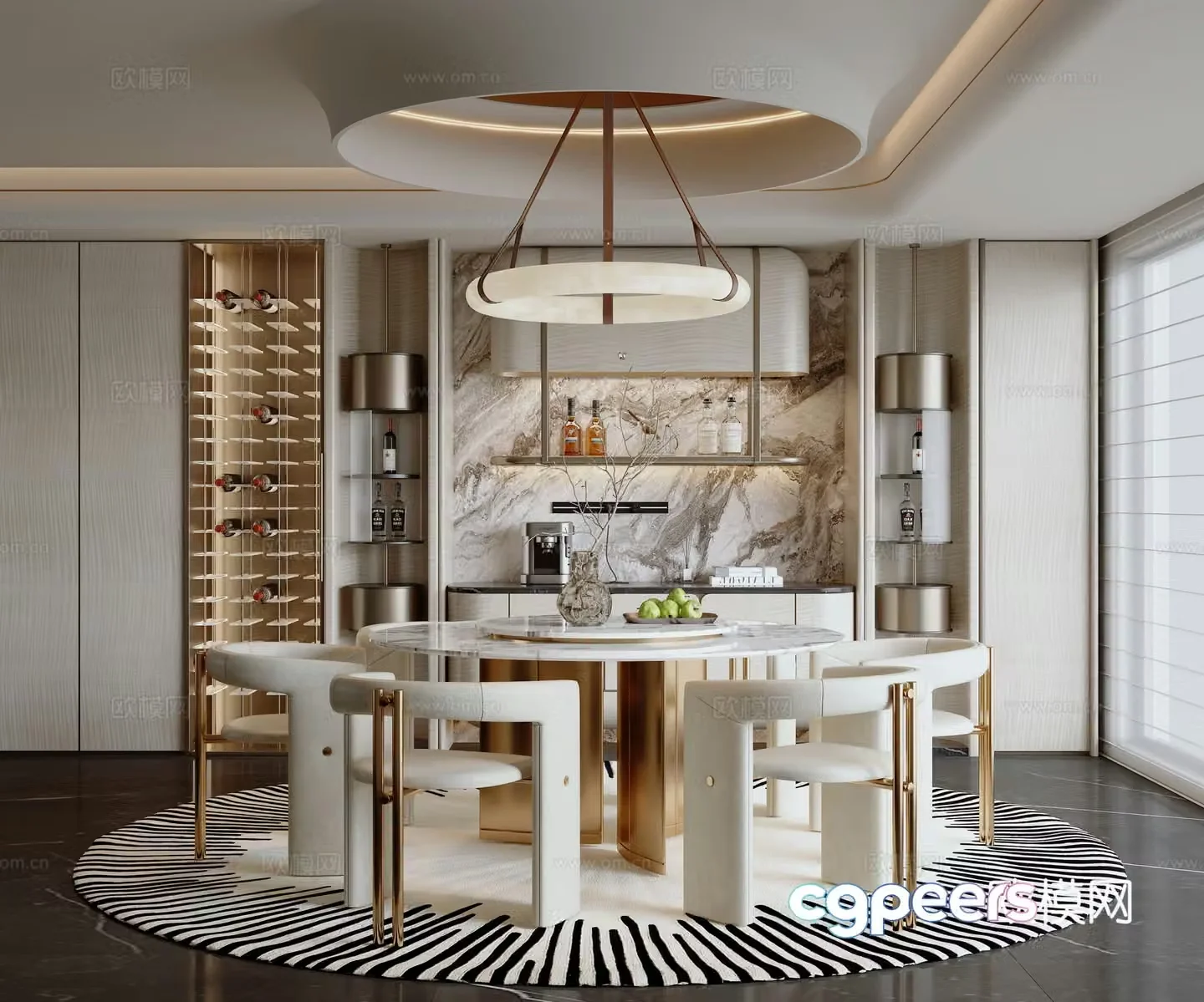 Modern light luxury restaurant 3D model