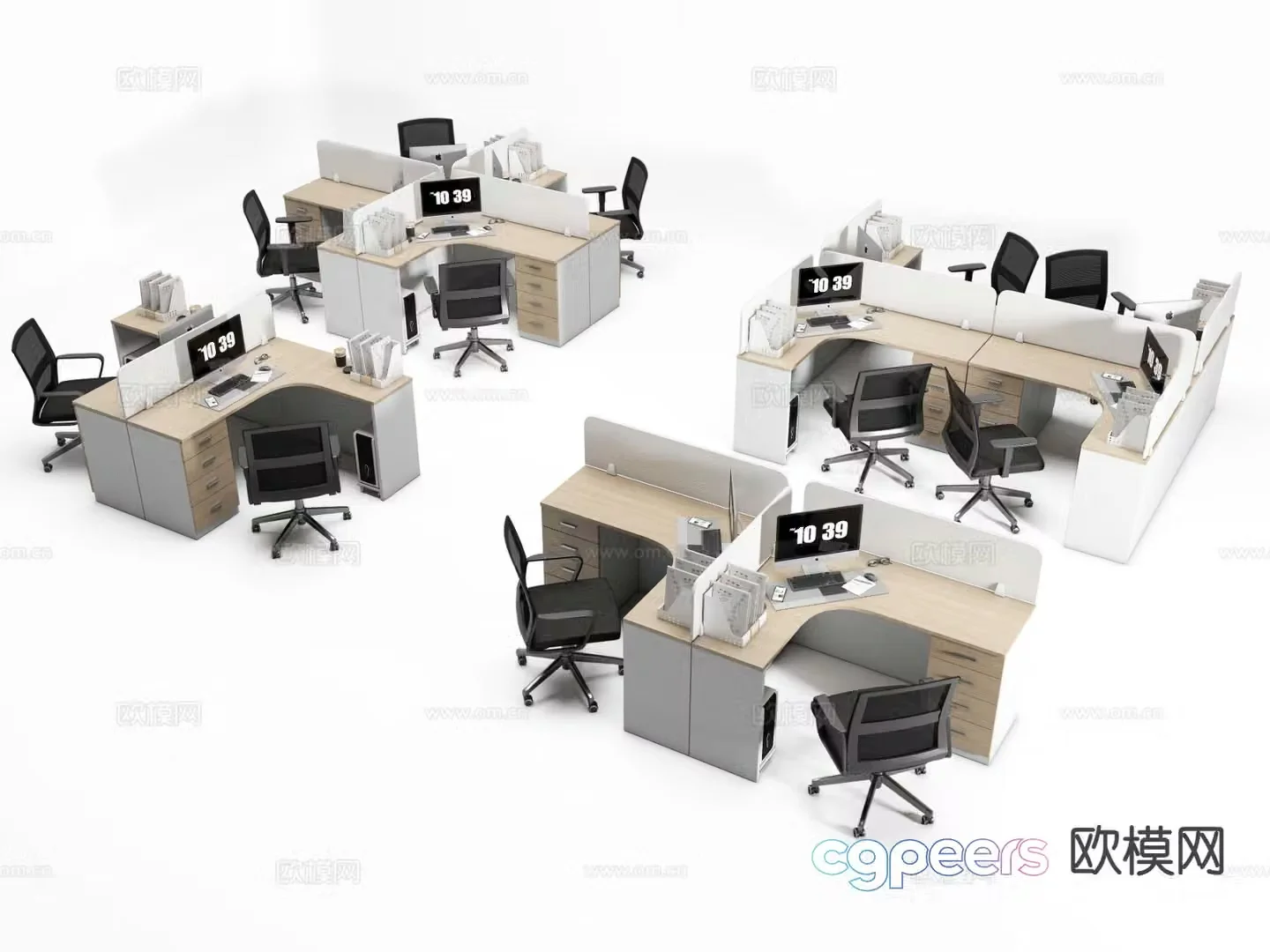 Card space desk work station post 3d model