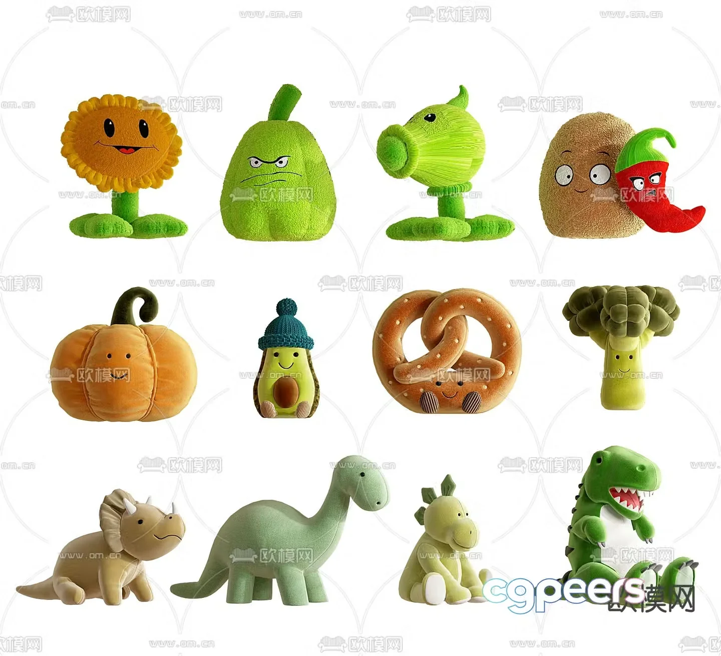 Plush toys plants vs zombies doll 3d model
