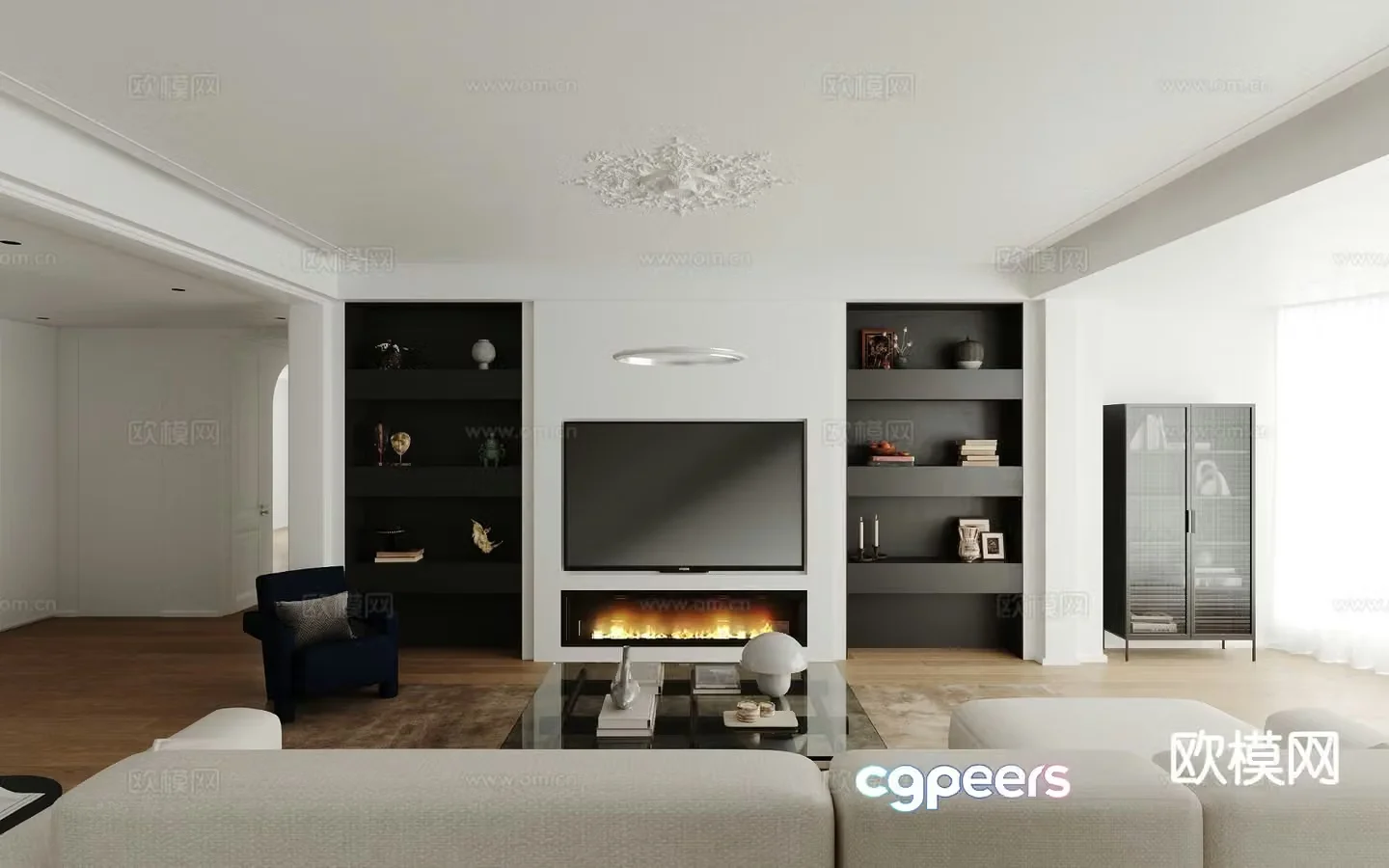 French style home living room 3d model