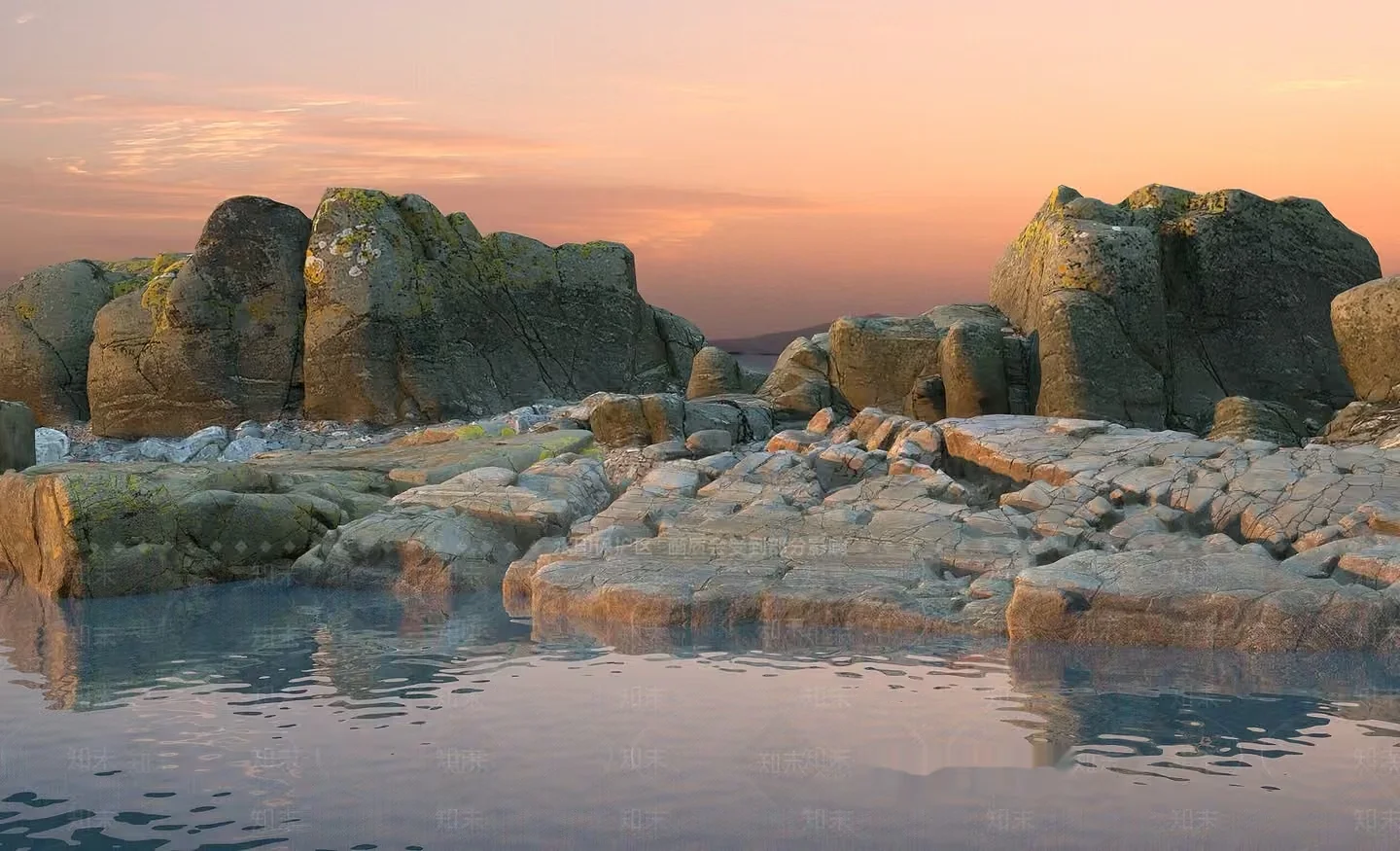 Rocks And Water 3D Model – 16387 – VRAY Render