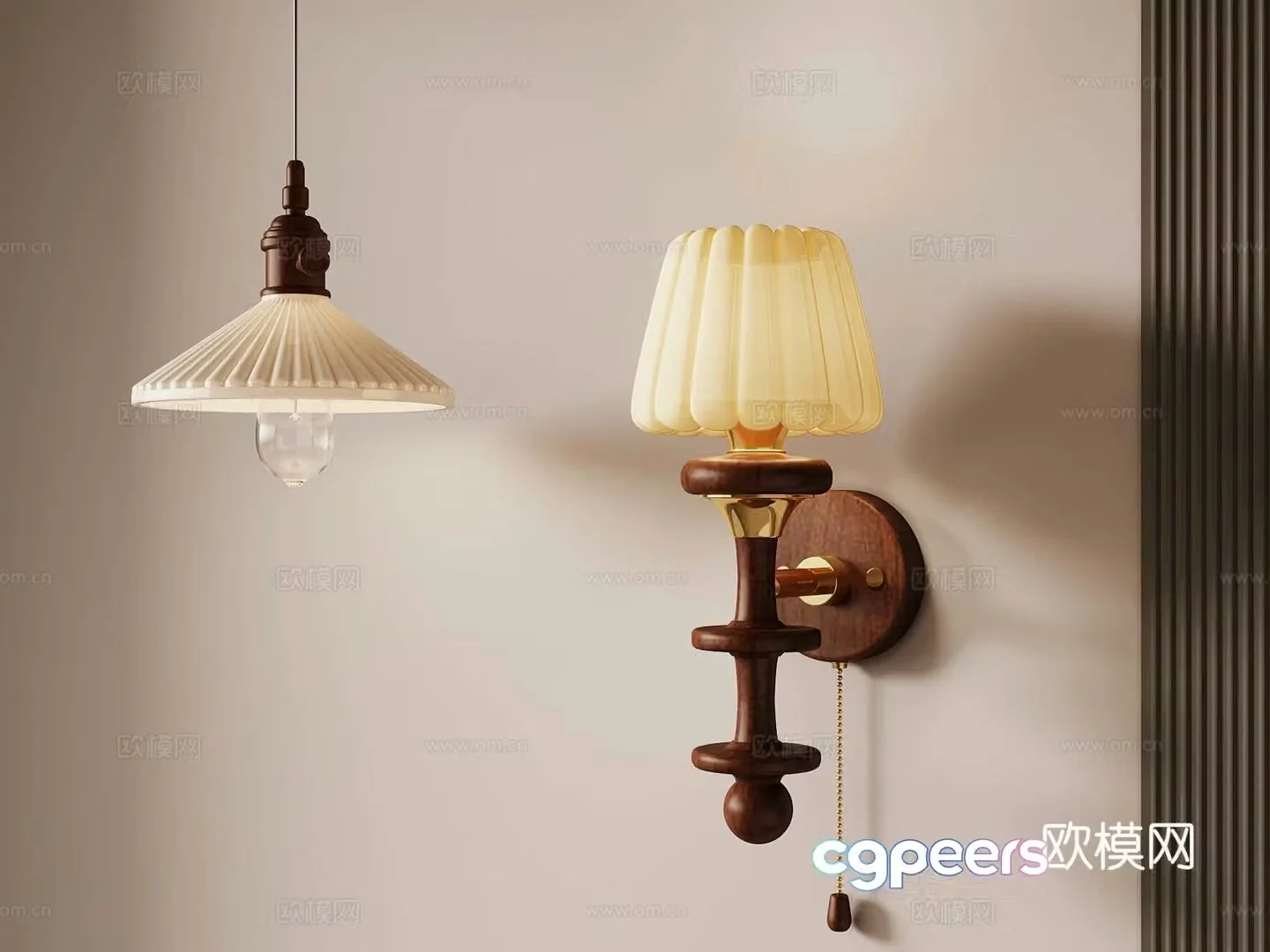 Middle-aged wall lamp chandelier 3d model