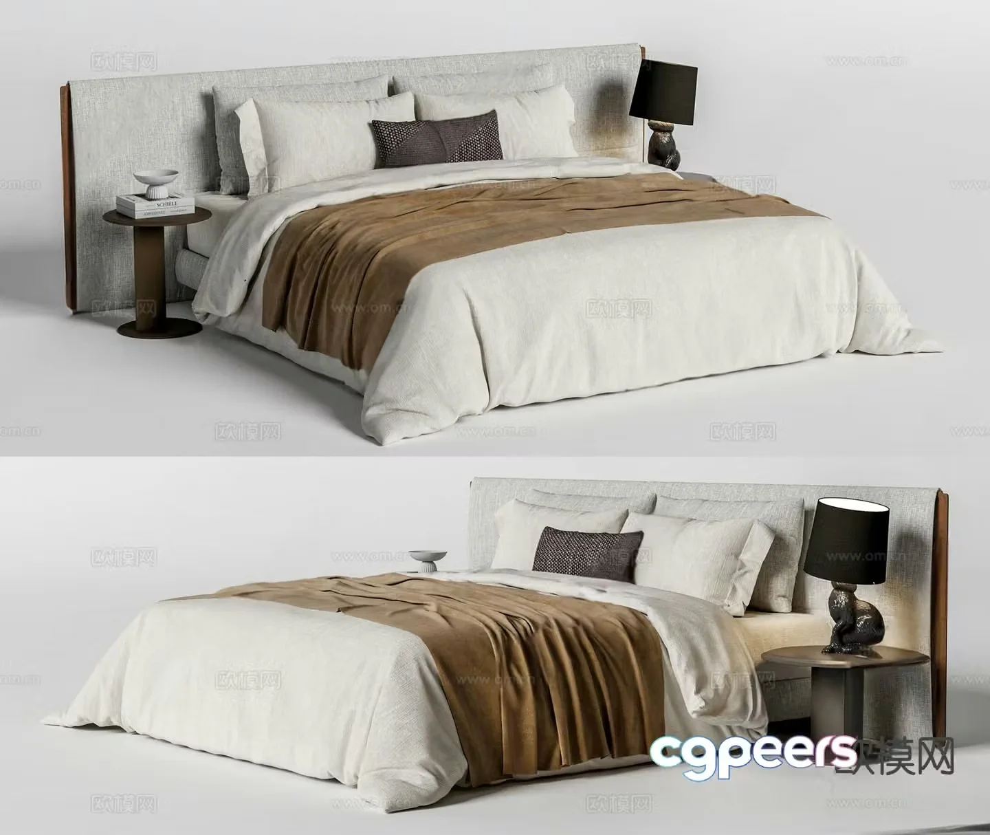 Modern double bed 3d model