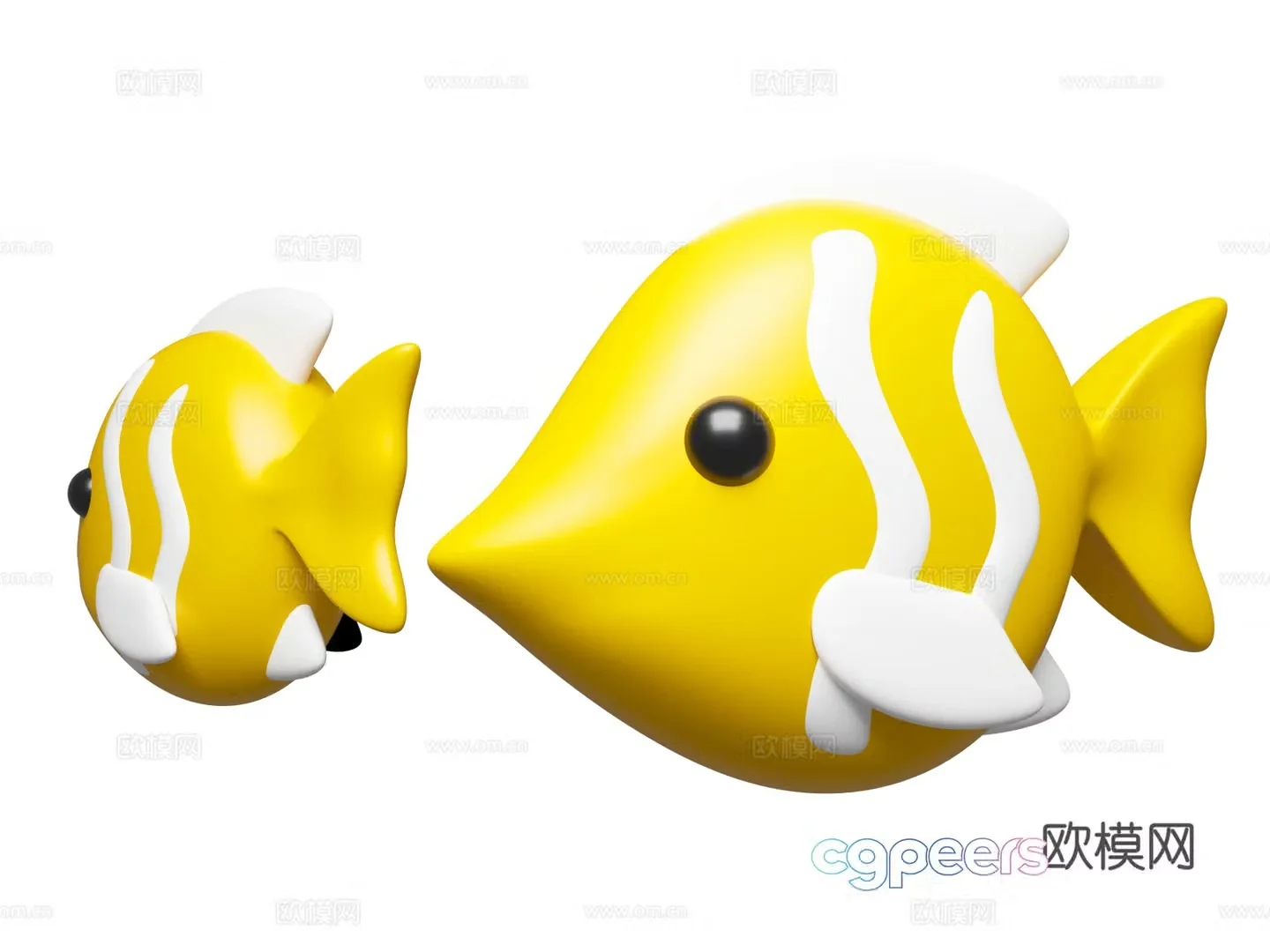 Cartoon clown fish clown fish cartoon marine life theme sculpture 3d model