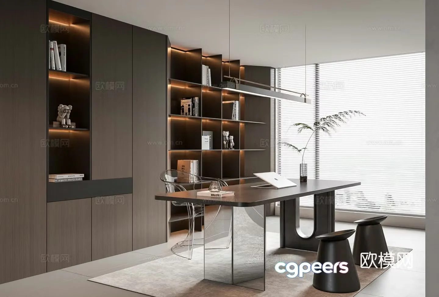 Modern study room 3d model