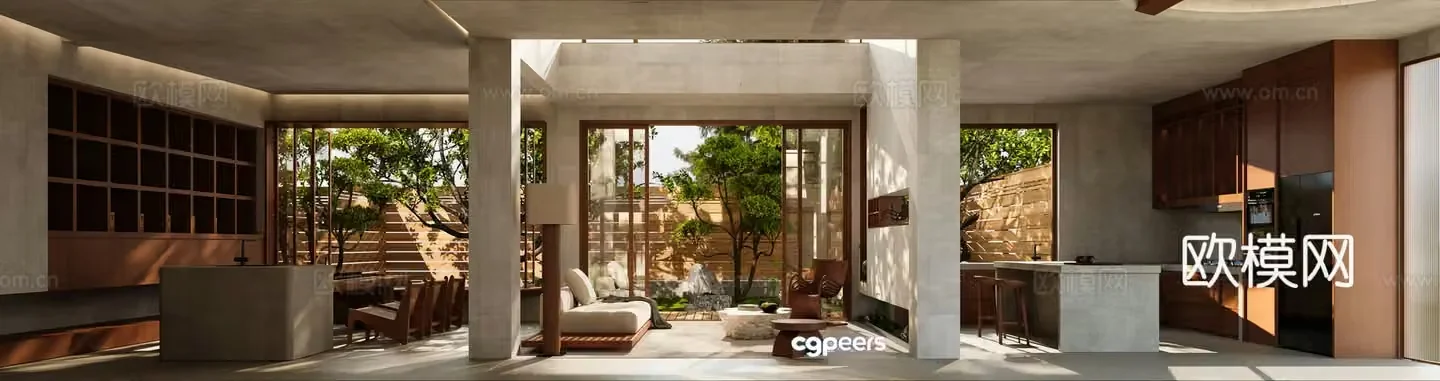 Wasabi Wind Villa Living Restaurant Log Style Home Living Restaurant Japanese Home Living Restaurant 3D Model