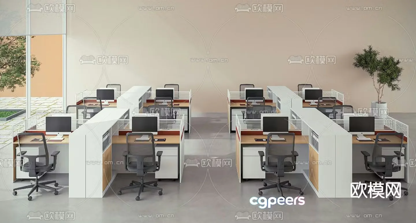 Card space desk work station post 3d model
