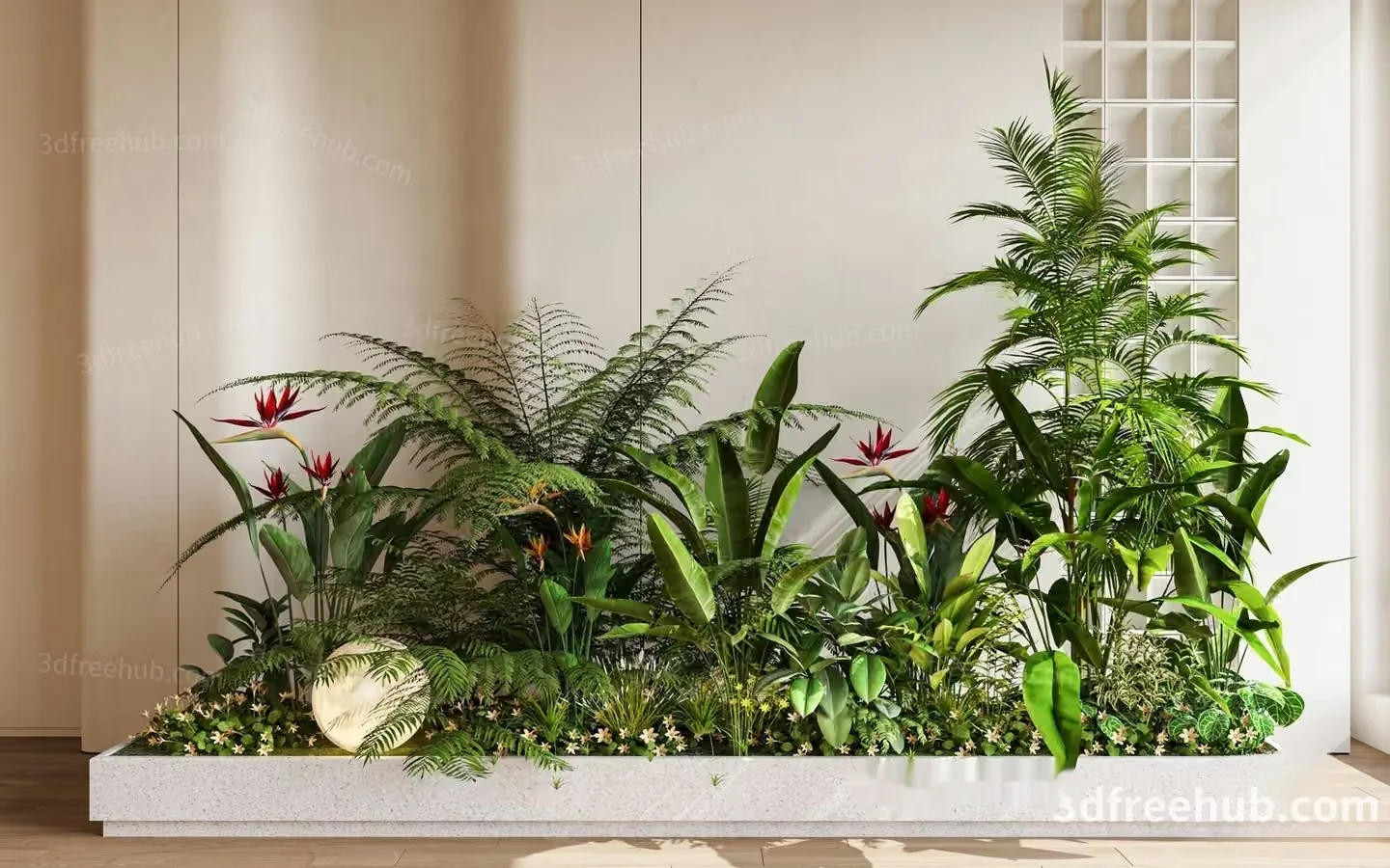 Tropical Indoor Garden 3D Model – 18704 – VRAY Render