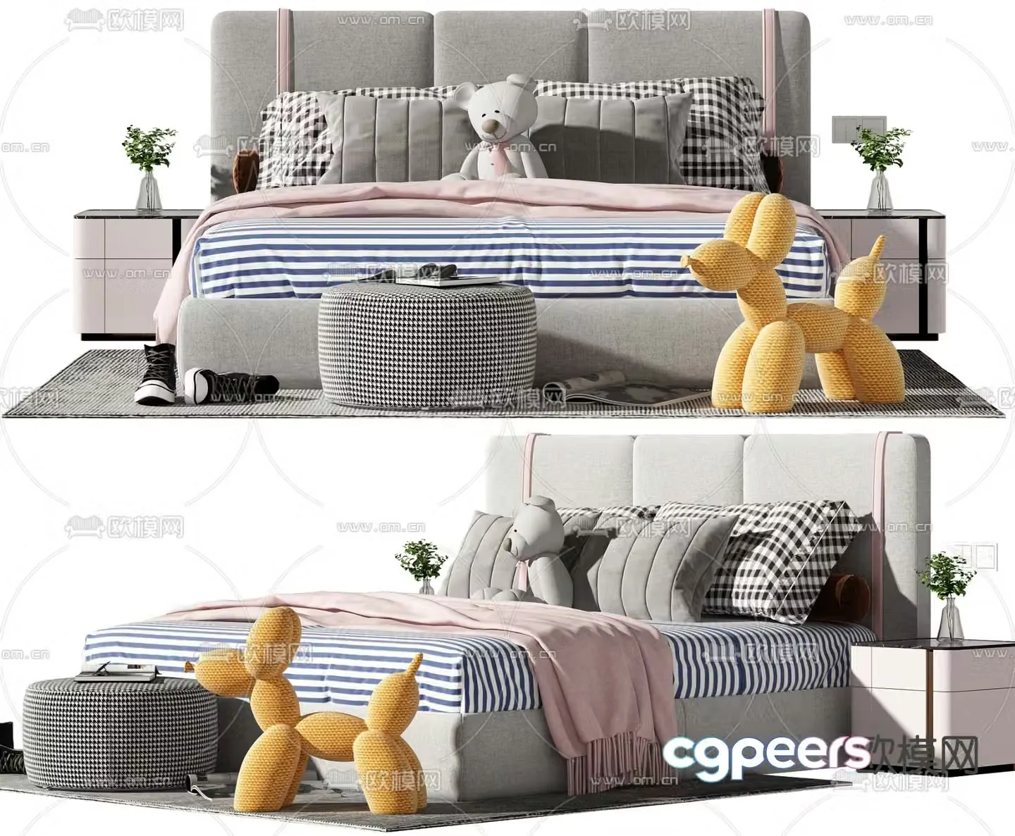 Modern fabric children’s bed 3d model