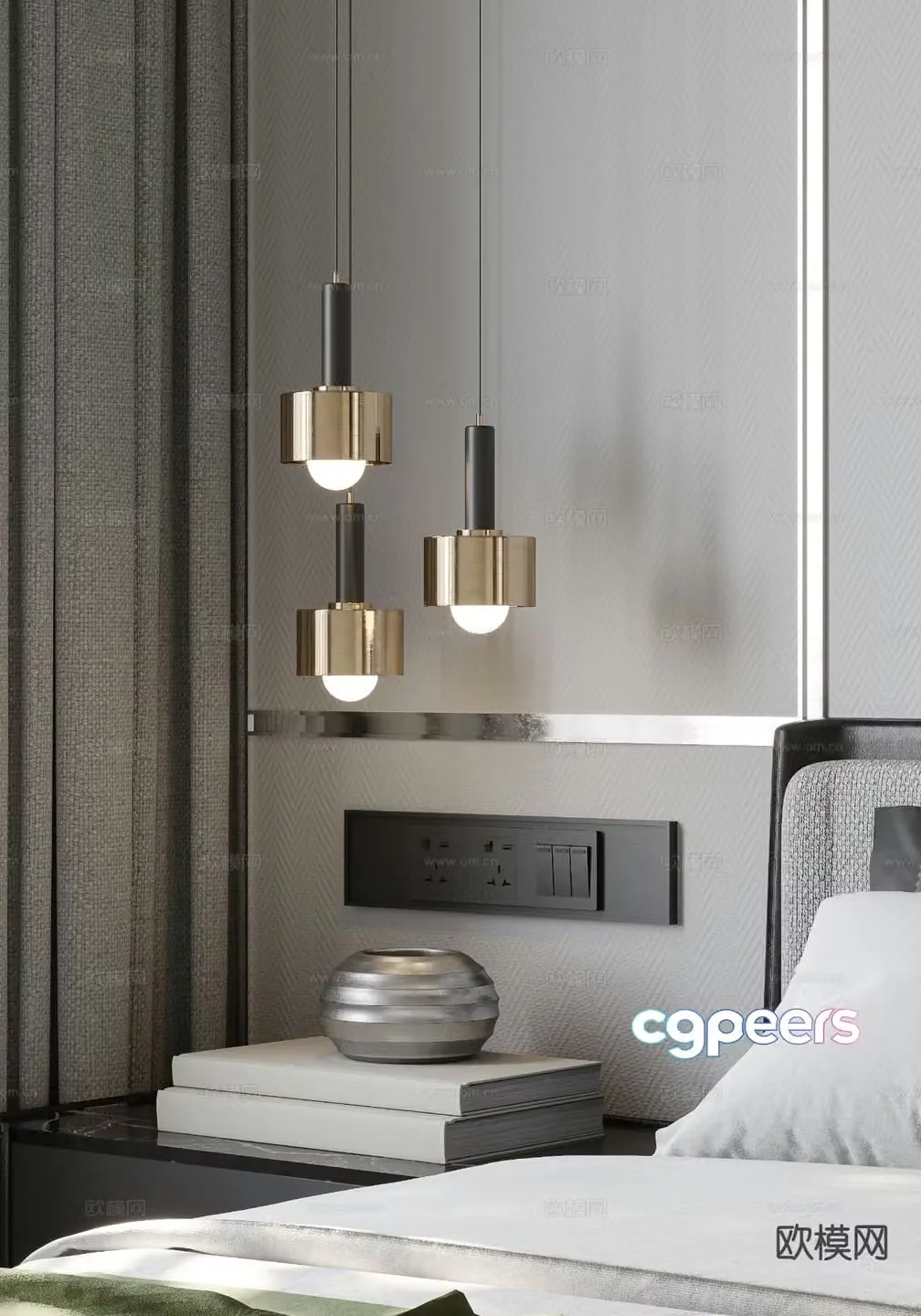 Modern bedside small chandelier 3d model