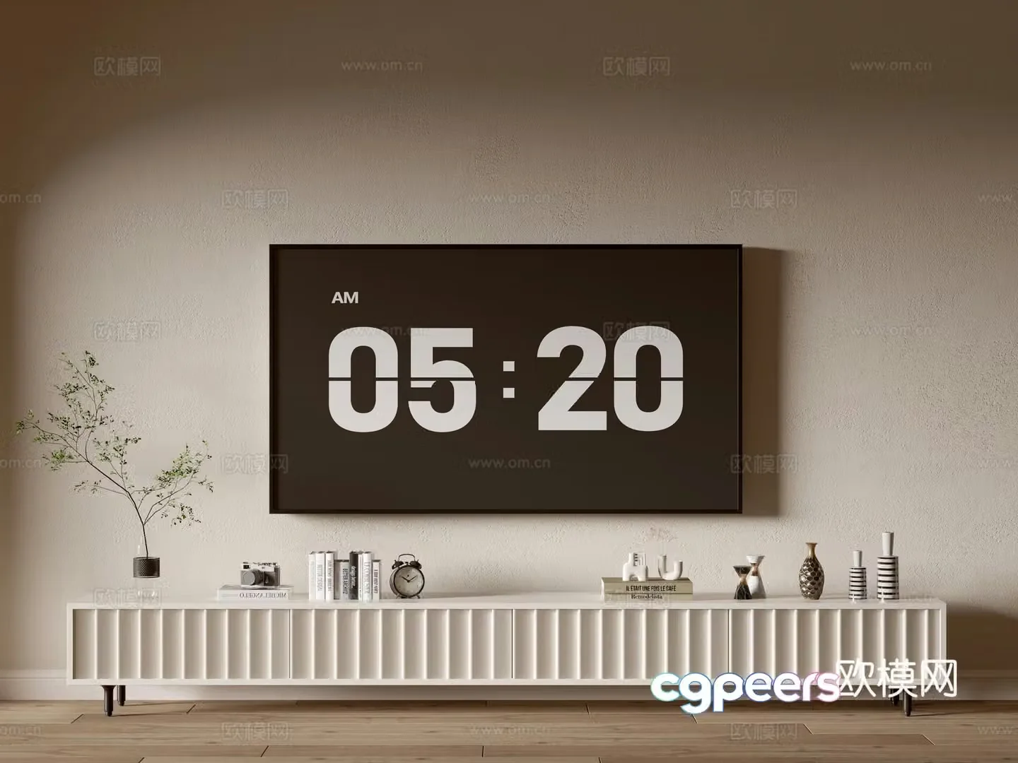 Cream style TV cabinet 3d model