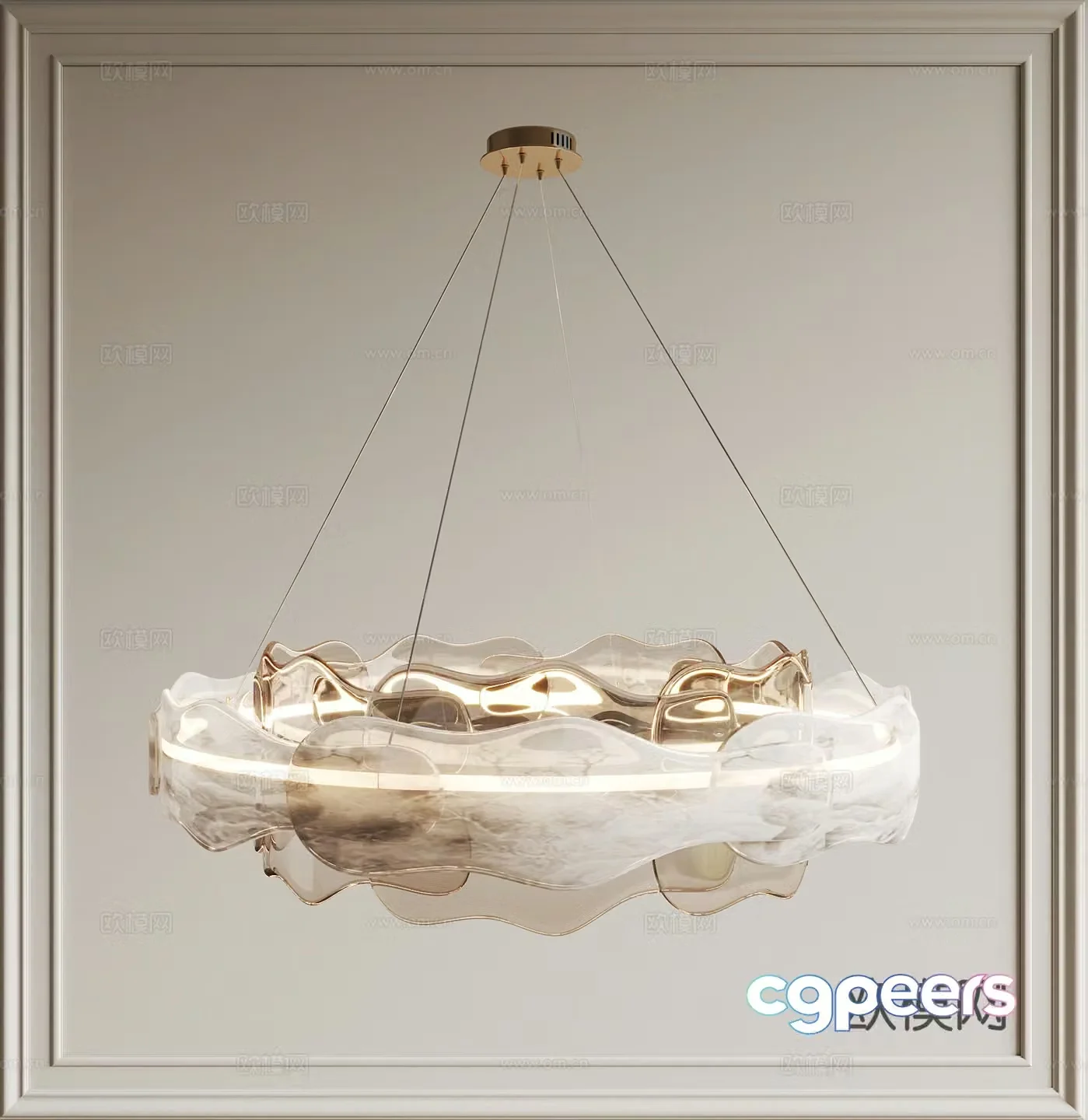 New Chinese chandelier ring chandelier 3D model