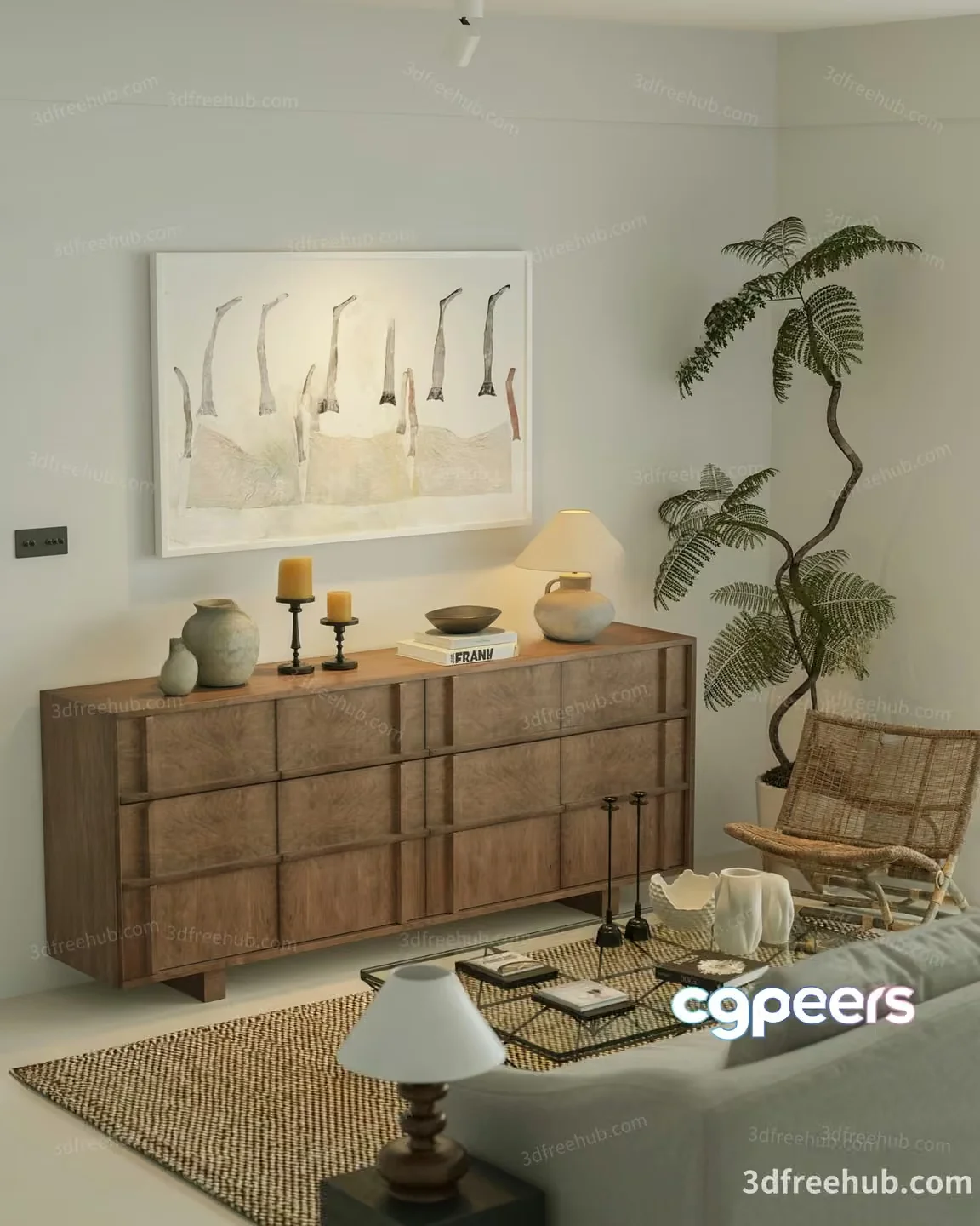 Modern Living Room 3D Model – 18538 – VRAY Render