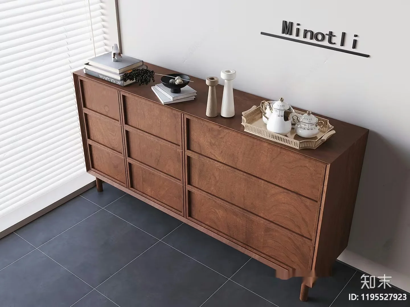 Mid-Century Modern Dresser 3D Model – 1818 – VRAY Render
