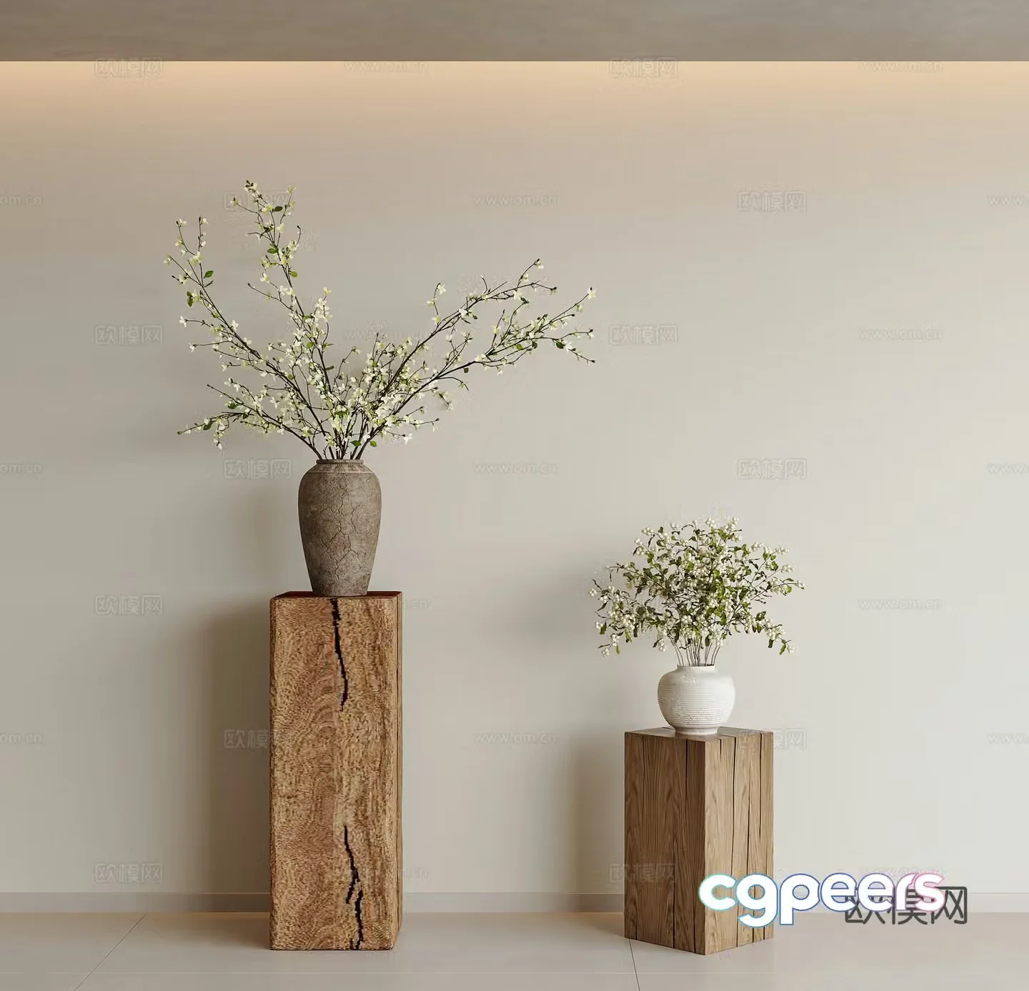 Green plant potted plants medieval style green plant ornaments Wasabi style green plant ornaments solid wood pier green plant ornaments 3D model