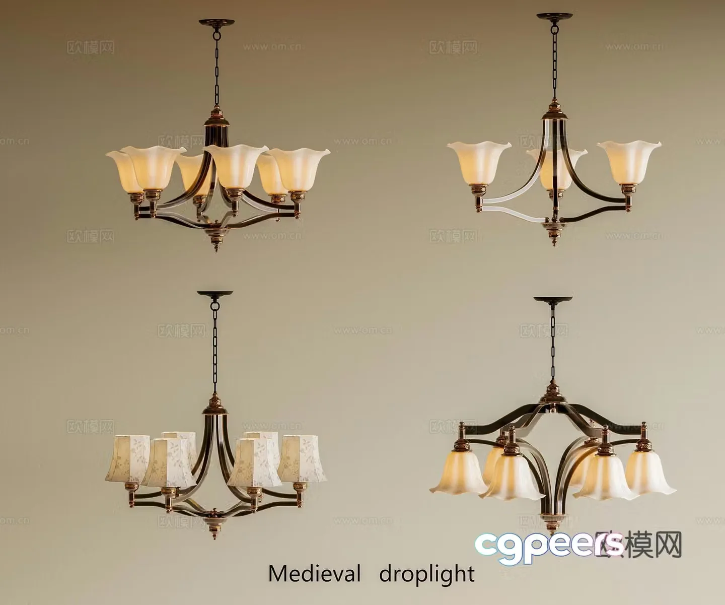 French retro chandeliers American retro chandeliers Medium retro chandeliers Metal chandeliers Metal chandeliers Bedroom 3D model