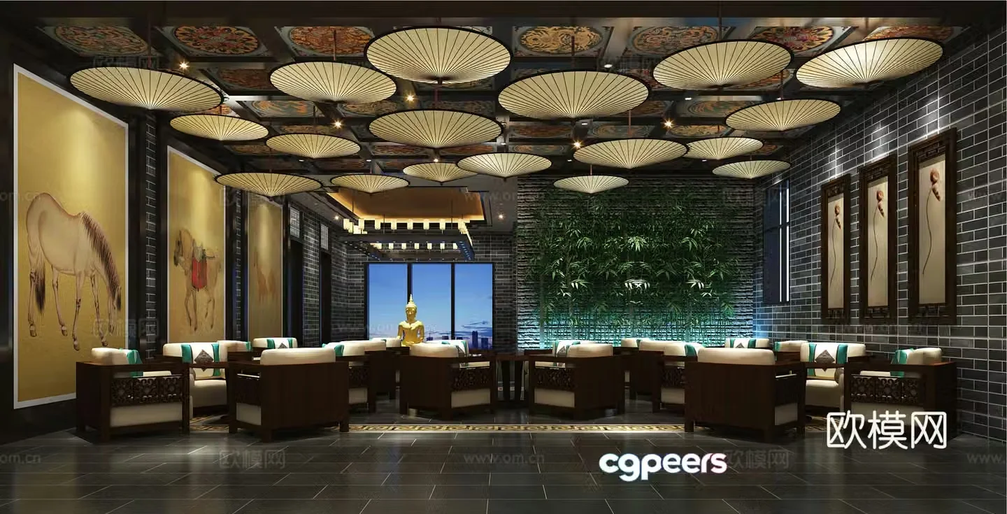New Chinese-style sales office negotiation area 3D model