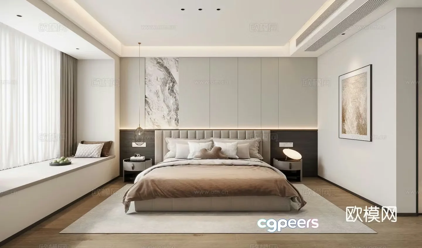 Modern minimalist bedroom master bedroom dressing room 3d model