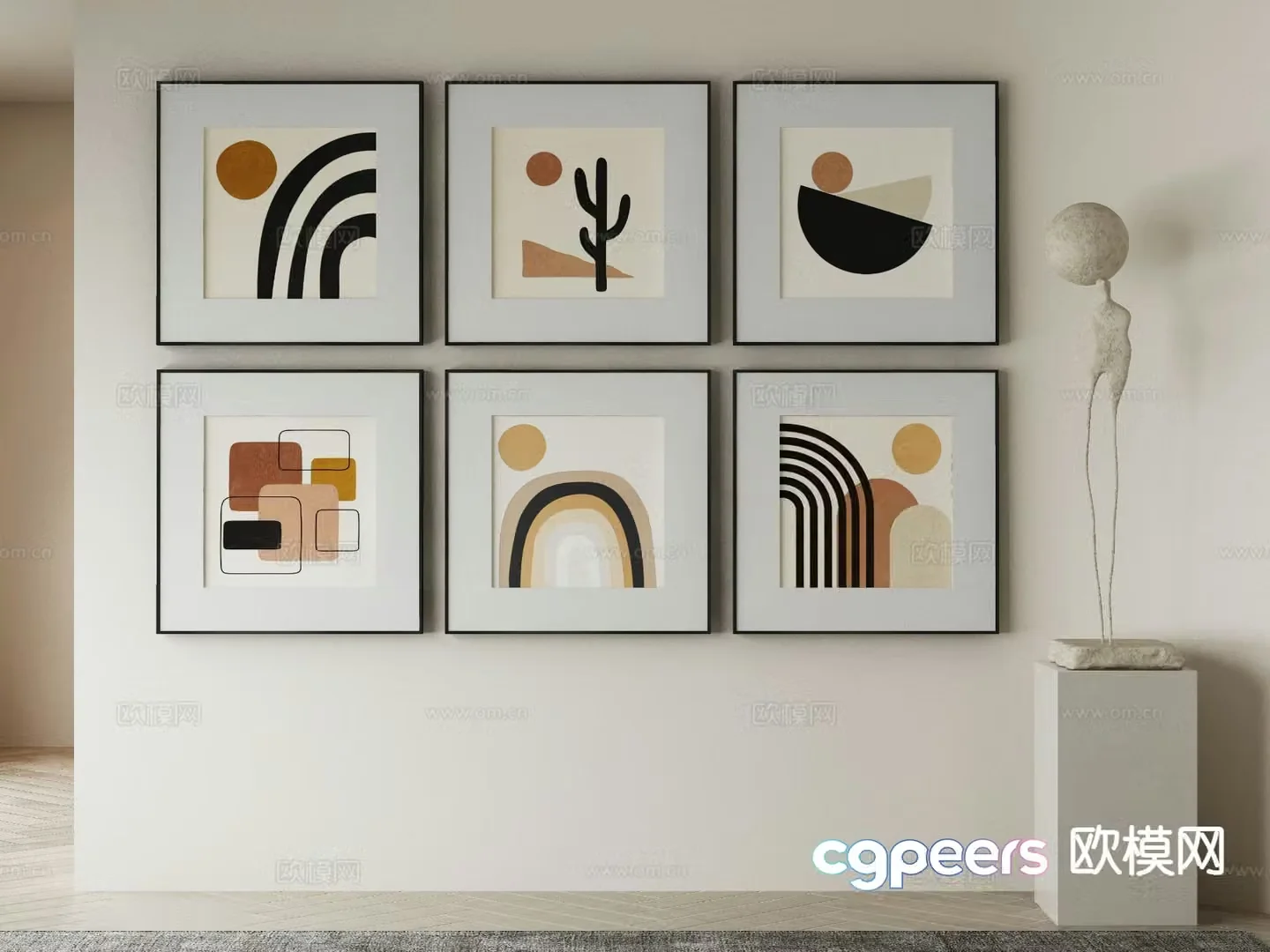 Modern art painting texture painting decorative painting 3d model