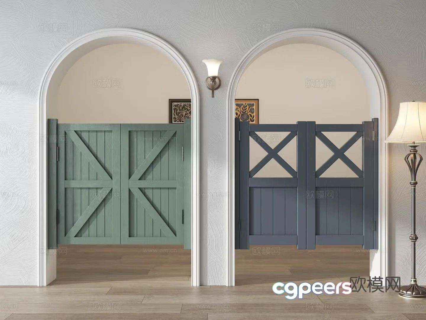 American Nordic other doors Mediterranean pastoral cowboy door Half waist door Courtyard door Fence door 3d model