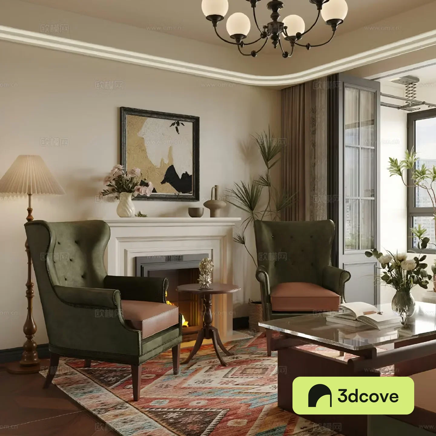 American retro home living room