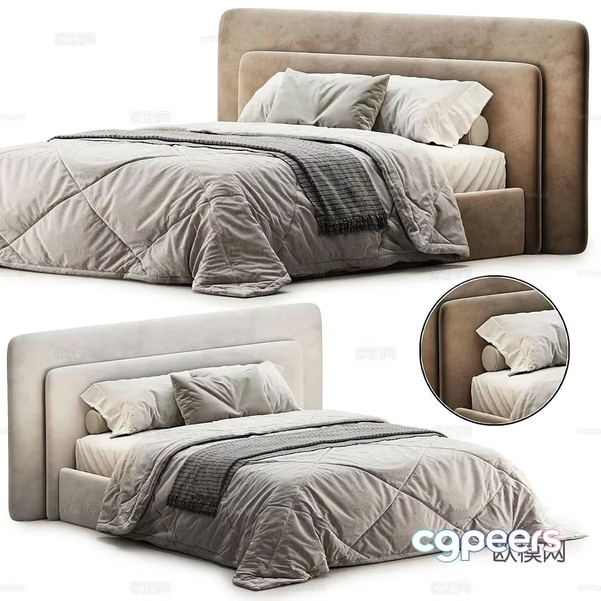 Modern Dg-Home fabric double bed 3D model