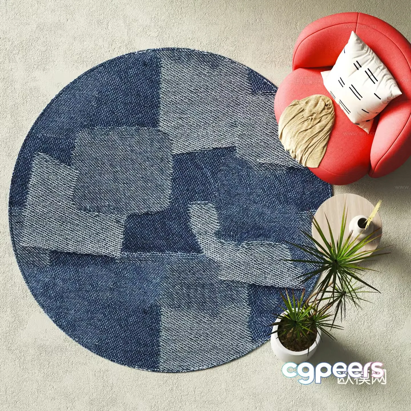 Modern round carpet 3d model