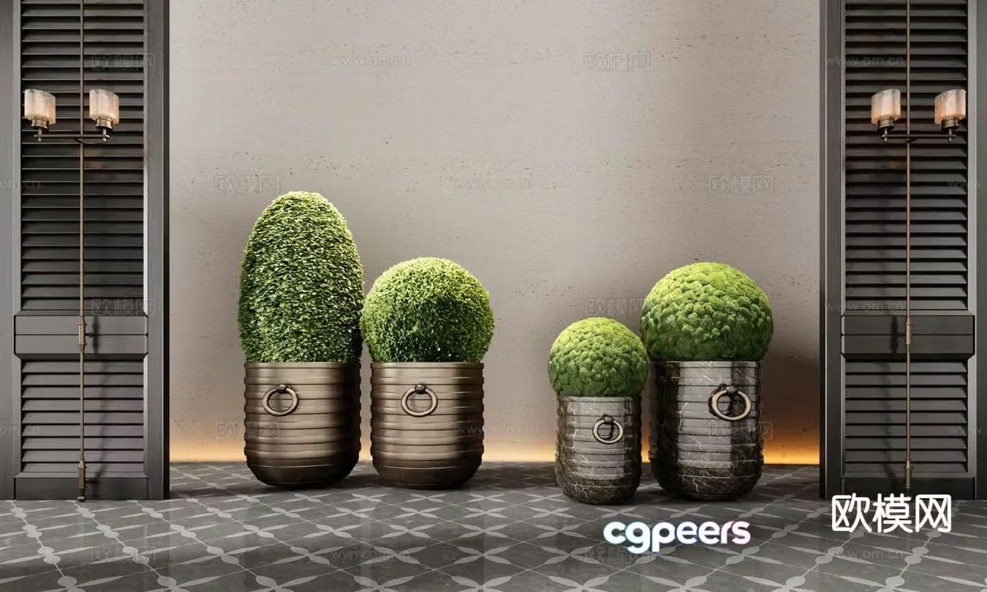 CCD Hotel Moss Ball Flower Bowl Flower Pot 3D Model