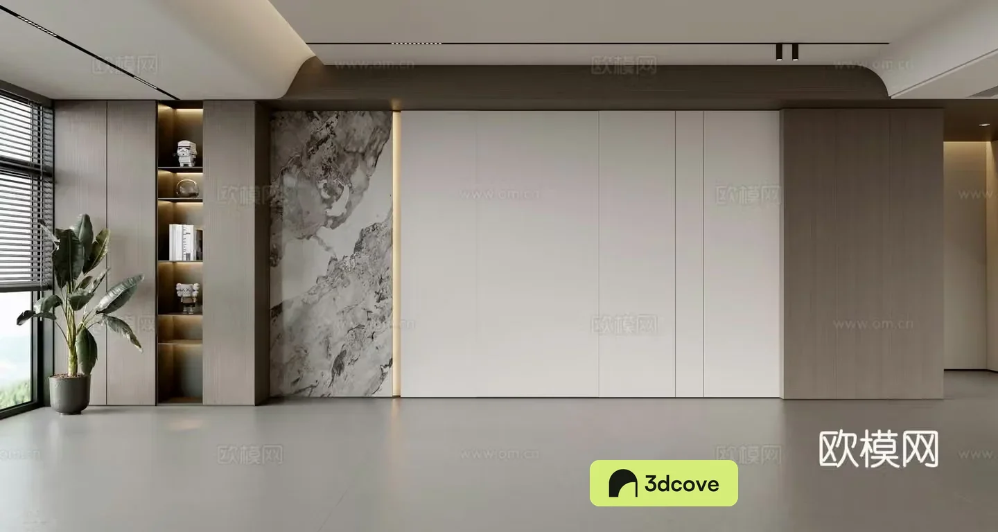 Modern Italian sofa background wall modern ornament balcony cabinet living room cabinet wood veneer background wall