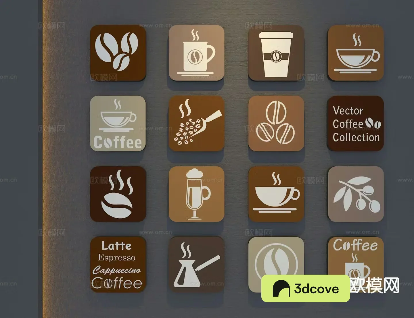 Coffee shop image wall signage house number