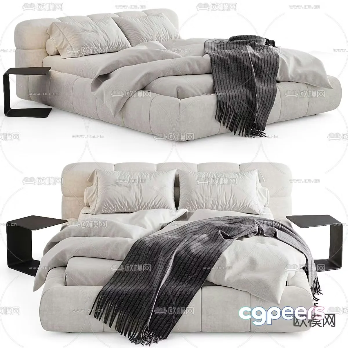Modern double bed 3d model
