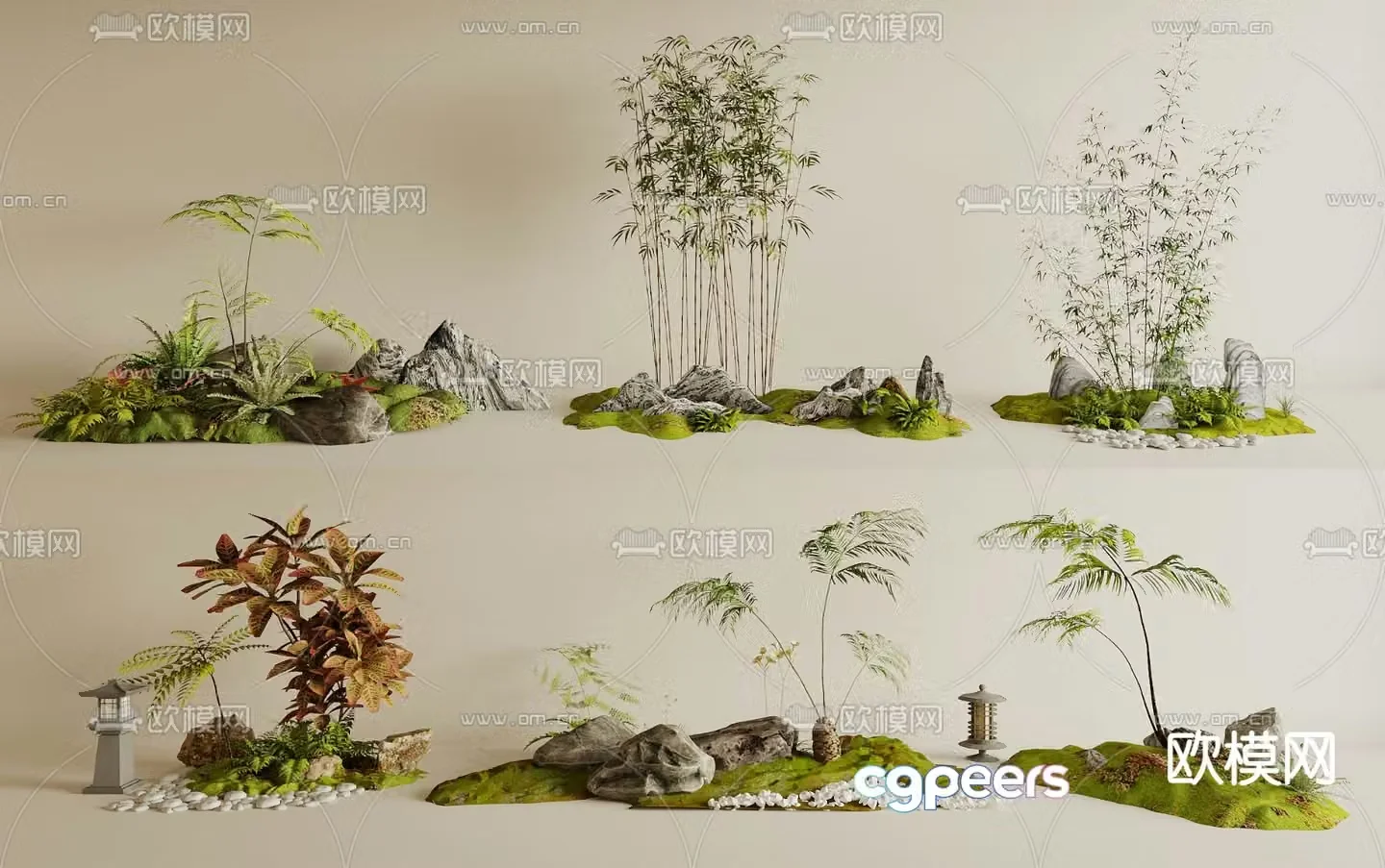 Landscape sketch courtyard sketch plant pile 3D model