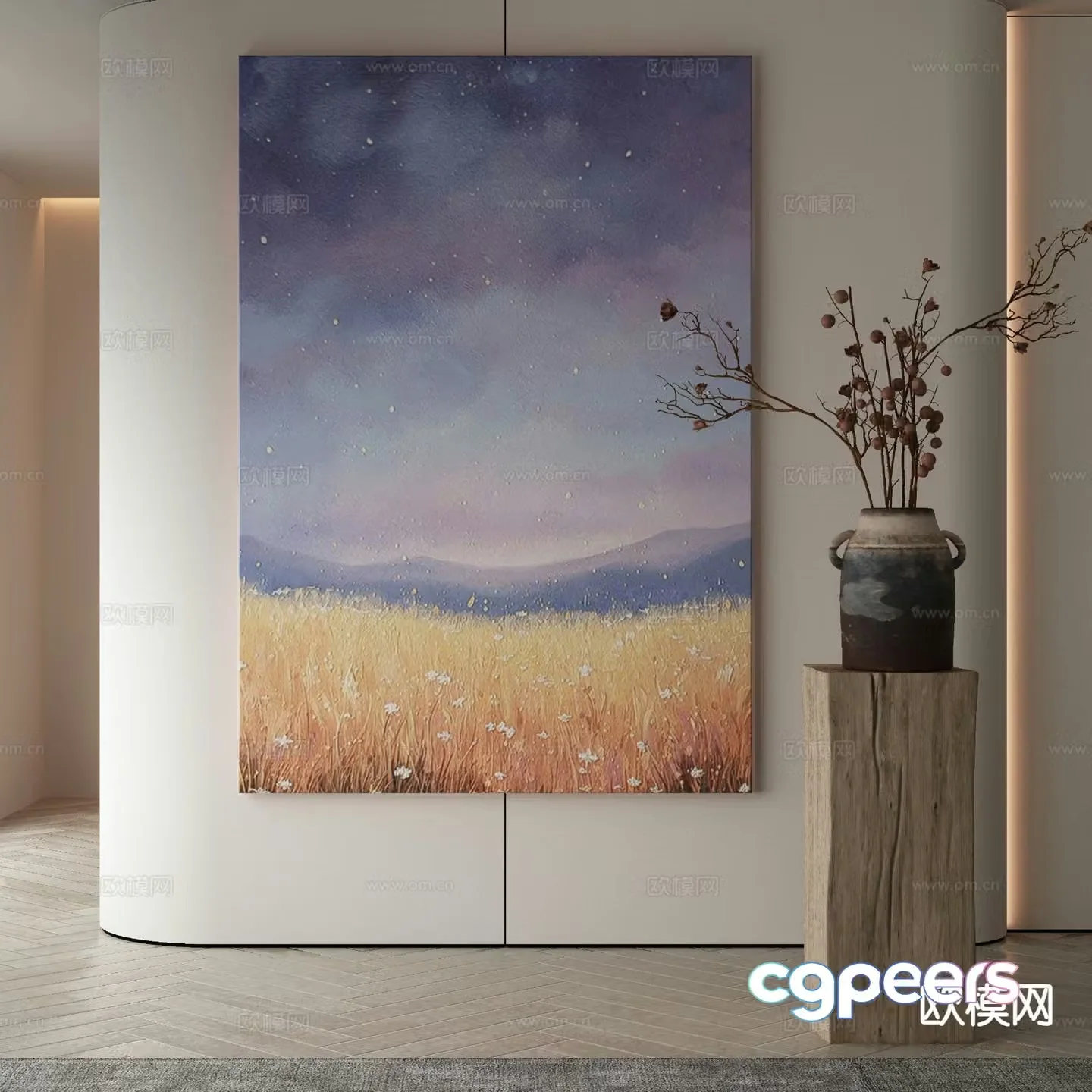 Modern decorative painting starry sky hanging painting oil painting 3d model