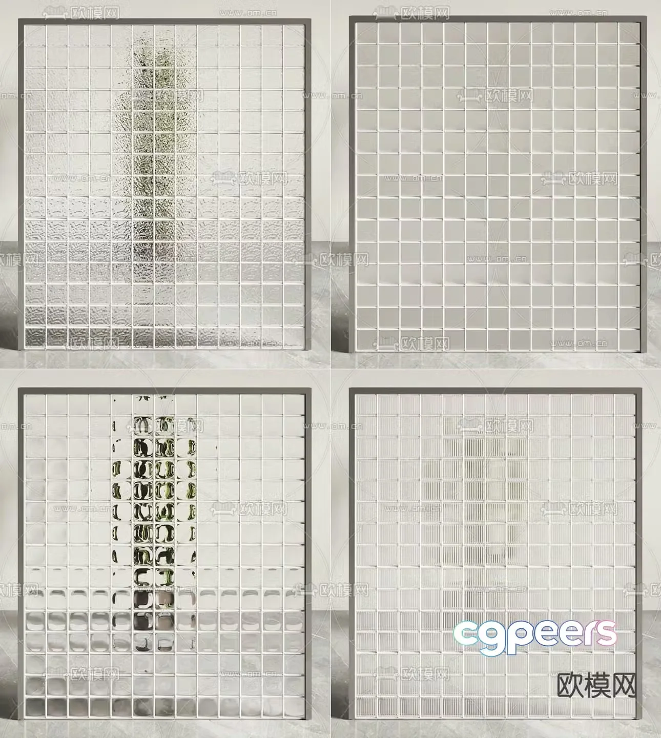 Glass brick screen partition 3d model