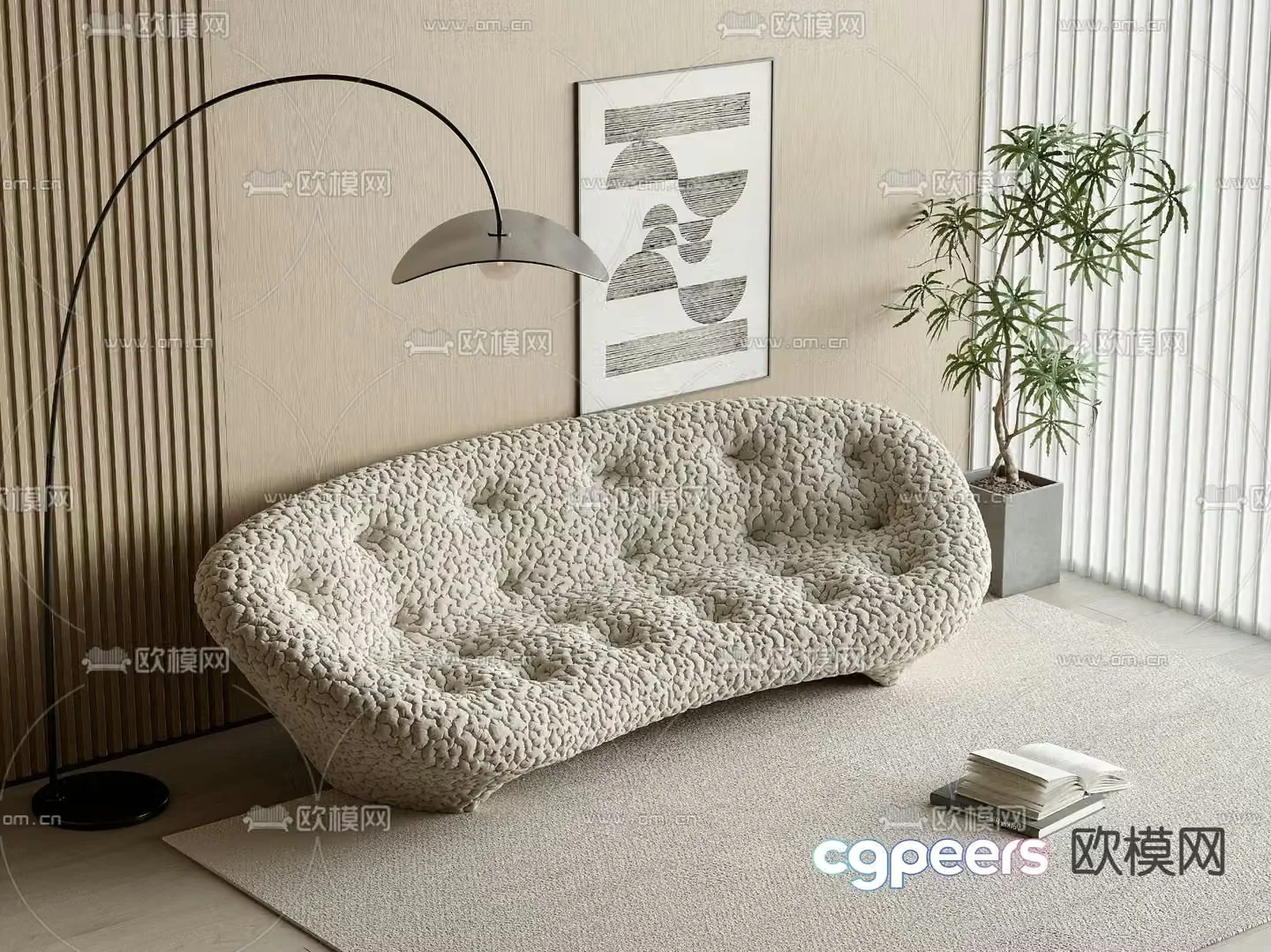 Double sofa curved sofa 3d model